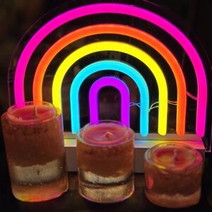 Tea Light Holders. Set Of 3 In Rose Quartz